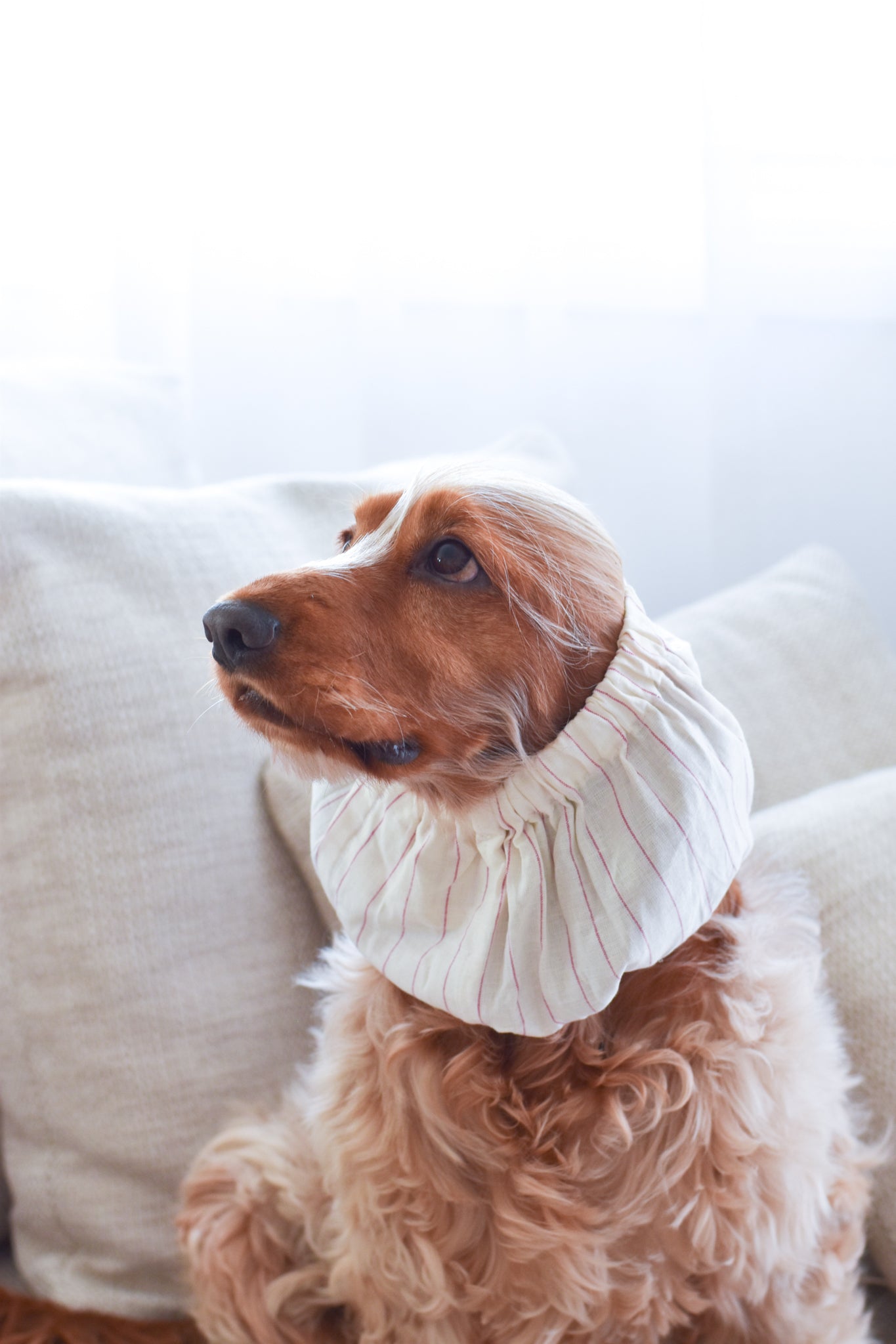 Travel Snood Oat Pink Stripes